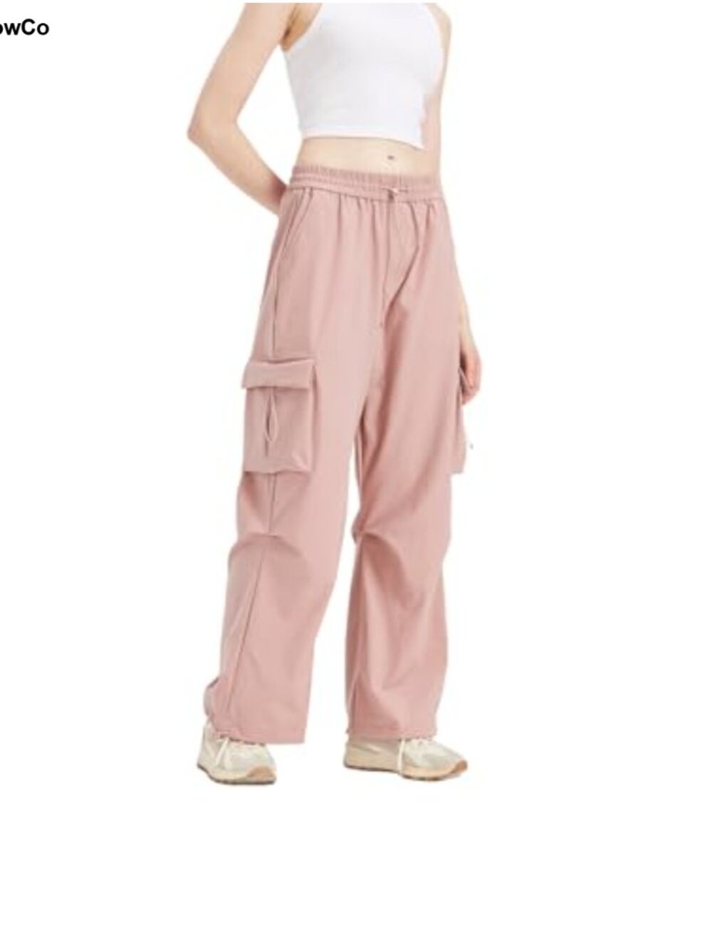 Women's Cargo Parachute Pants with Pockets Wide Leg Hiking Travel